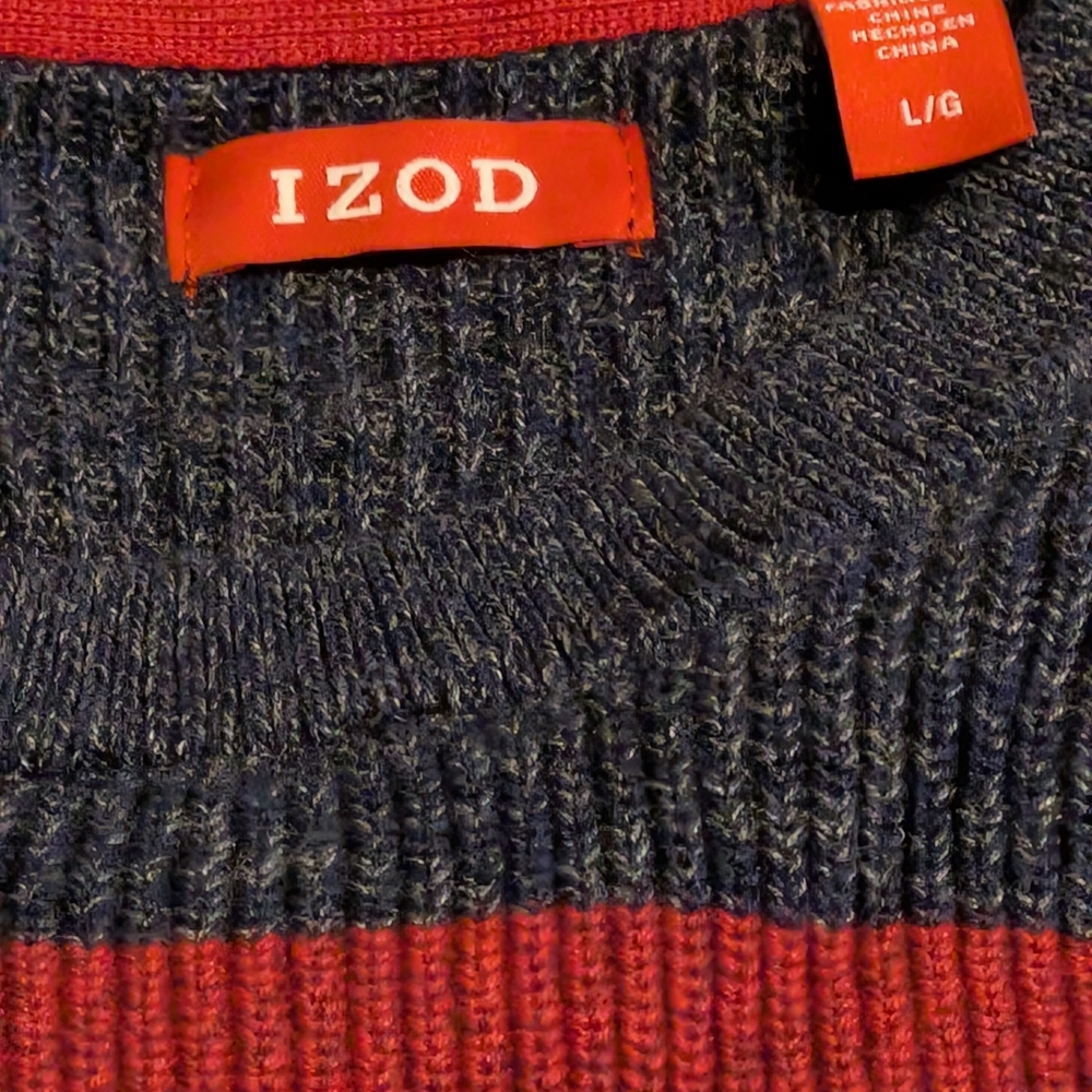 Izod Men's Crewneck Sweater in Red and Navy